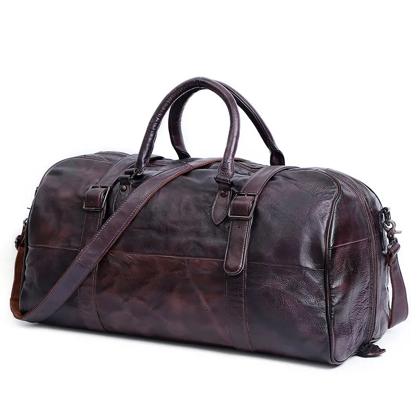

JOYIR New Sports Travel Duffel Vintage Genuine Leather Men's Bag Unisex Luggage Bags Handbags Large Capacity Fitness Storage Bag