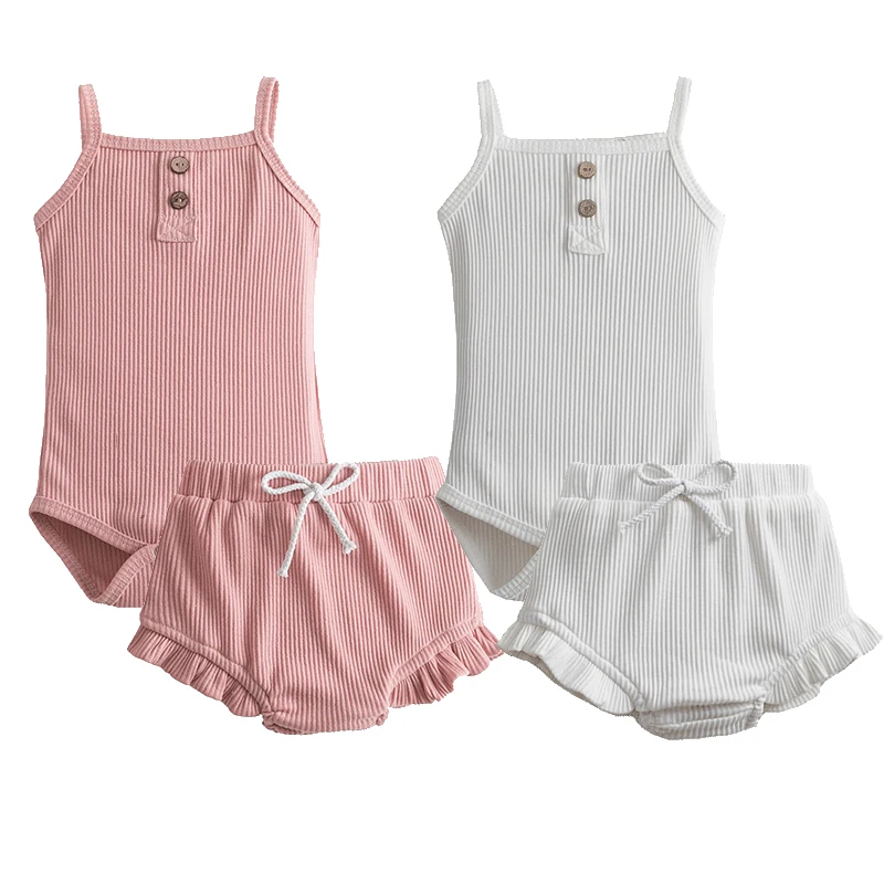 

Cotton Jumpsuits Baby Boys Girls Clothes Solid Rompers Tops+Short Pants 2pcs Clothing Set 0-2 Years Toddler Girl Casual Clothes