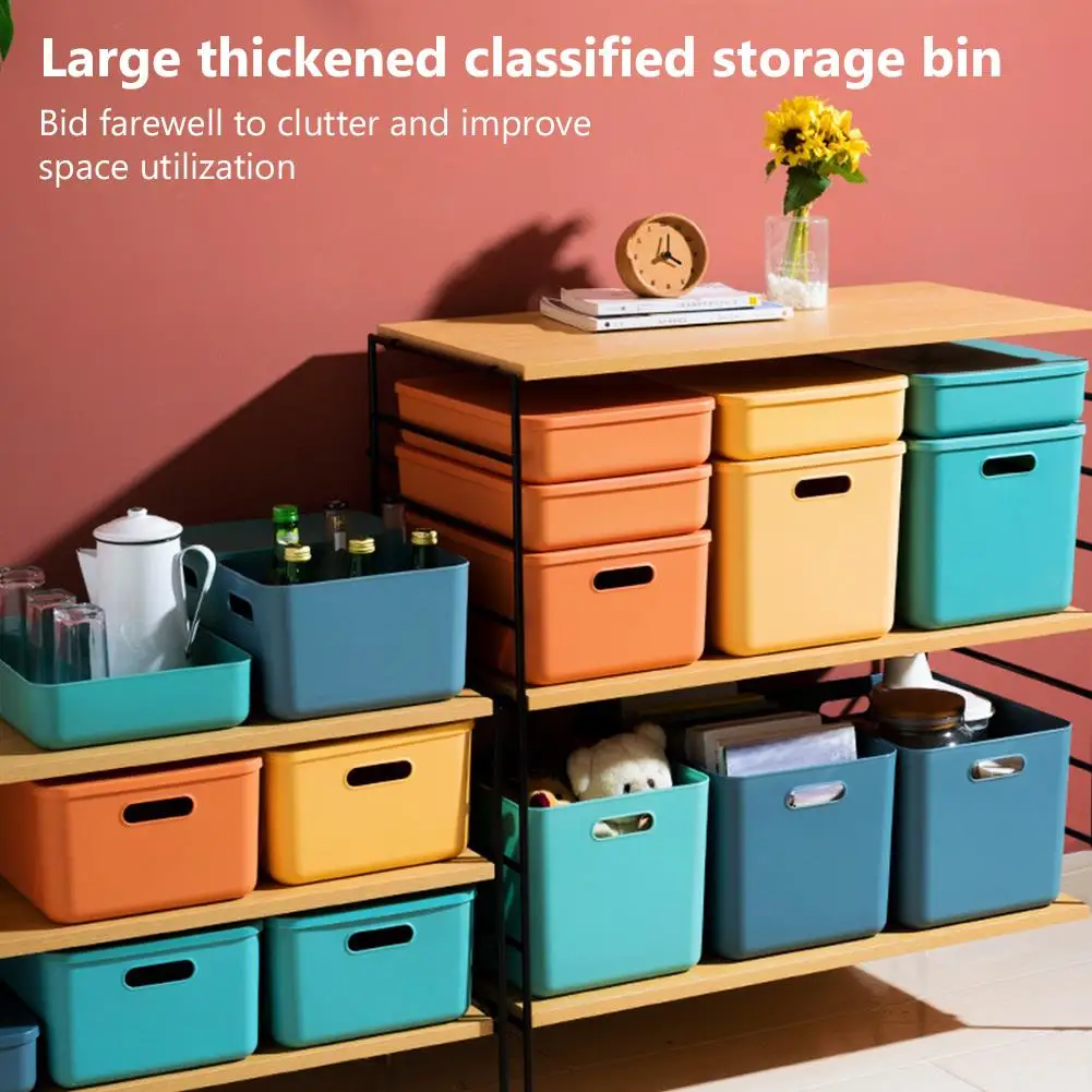 

Sundries Storage Bins Basket Lid Organizer Clothes Colors Toys Stackable Household Wardrobe Waterproof Dust-proof Boxes Closet