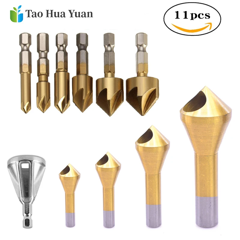 Сверло зенковочное с шестигранным хвостовиком 1/4 дюйма, 11 шт.