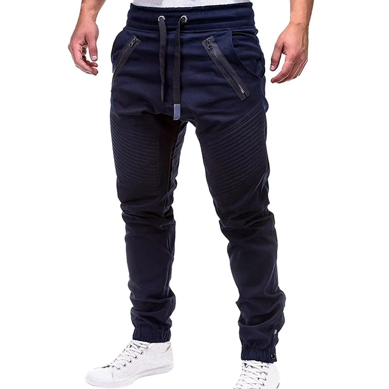 

Men Casual Joggers Pants Solid Thin Cargo Sweatpants Male Multi-pocket Trousers 2021 New Sportswear Hip Hop Harem Pencil Pants