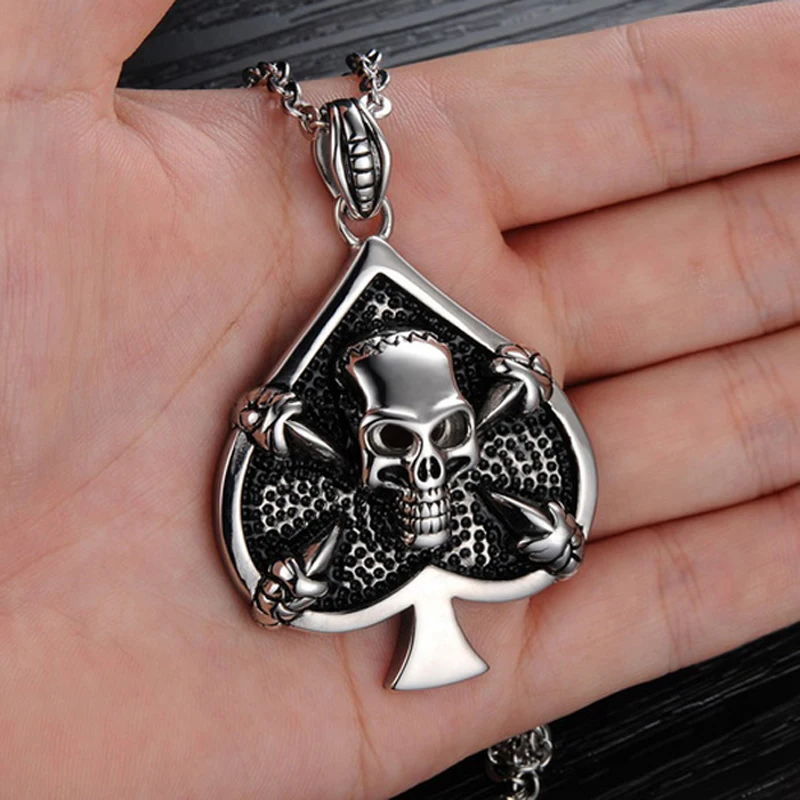 Крутой большой Байкер 316L Нержавеющая сталь панк стиль кулон Череп Скелет Мужская