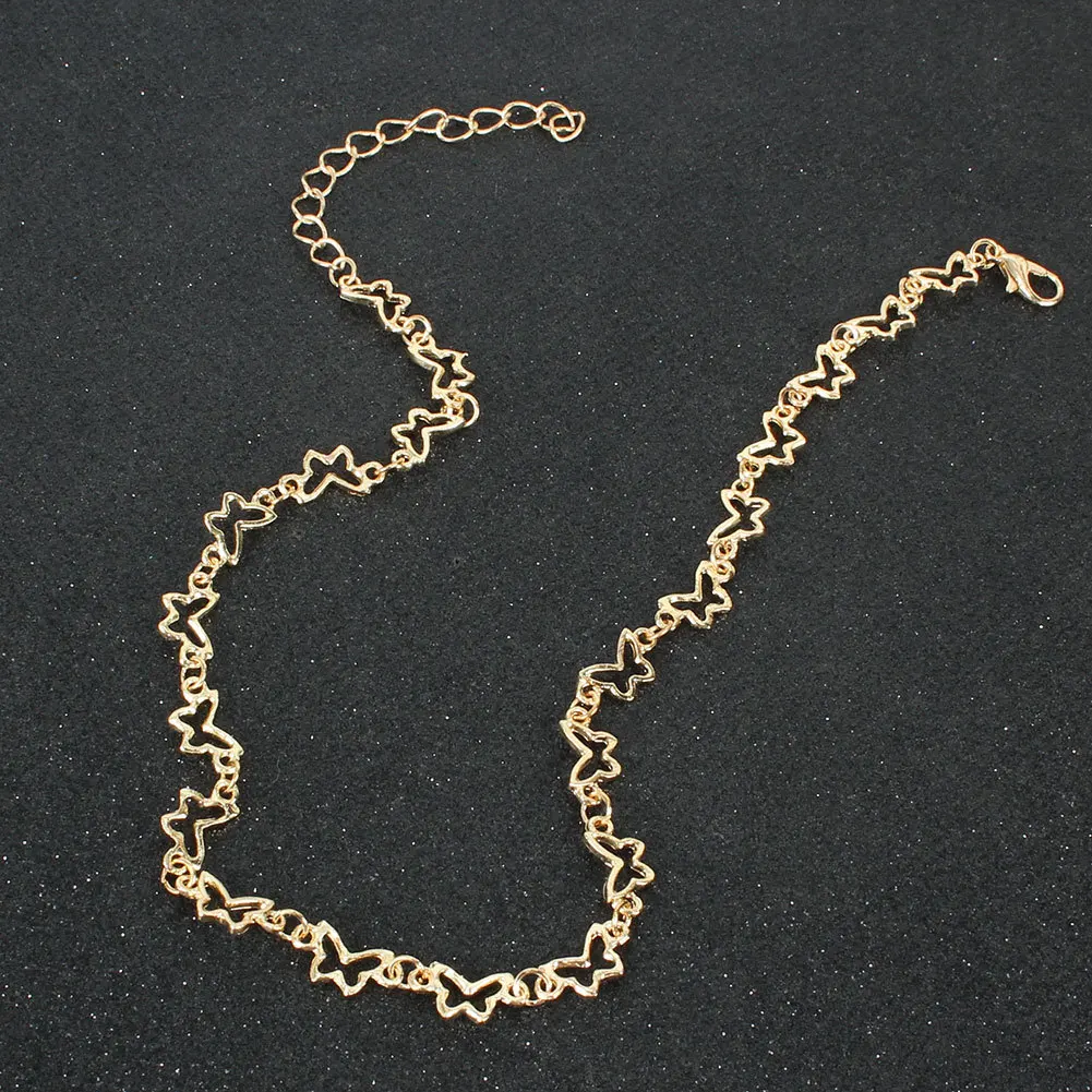 2021 Новая Европейская Простая Ретро Сплавная Бабочка Ожерелье Женщины Личность Модная Золотая Ювелирная Шокер Серьги-Галстуки на.