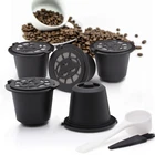 1 шт. многоразовые Кофе капсула чашка с ложка-кисточка черный многоразового Кофе капсулы фильтр многоразового использования для заправки Кофе посуда подарок