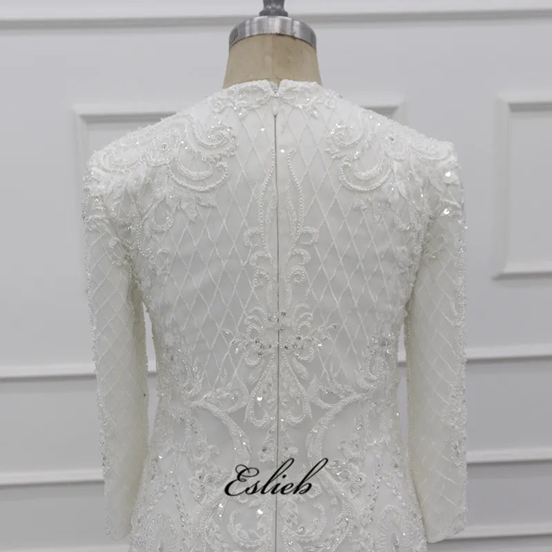 

Eslieb Mermaid high quality wedding dresses Plus size lace crystal wedding dress 2020 O-neck Muslim Wedding gowns China