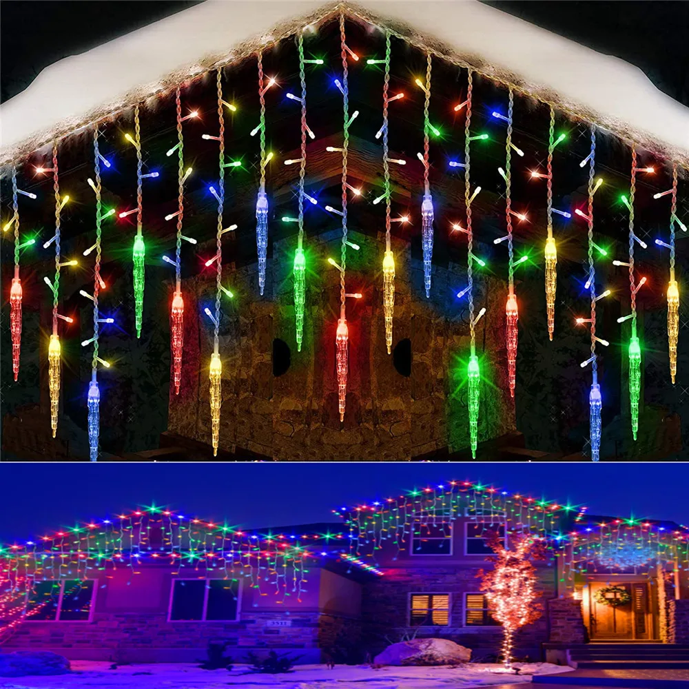 

Street Garland Led Curtain Light EU Christmas Garland Curtain Icicle Fairy Lights Outdoor for Home Wedding Party New Year Decor