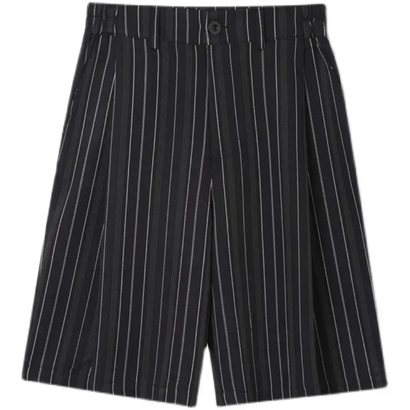 

Summer Striped Shorts Men Korean Fashion Loose Casual Shorts Men Harajuku Streetwear Wide-leg Straight Five-point Pants Men