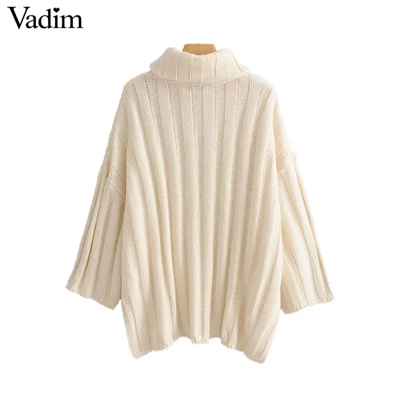 Vadim женский базовый Свободный вязаный свитер с высоким воротом и длинным рукавом