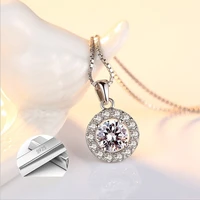 yanhui 925 silver color necklace 1 carat created diamond pendant necklaces anniversary wedding party jewelry women gifts