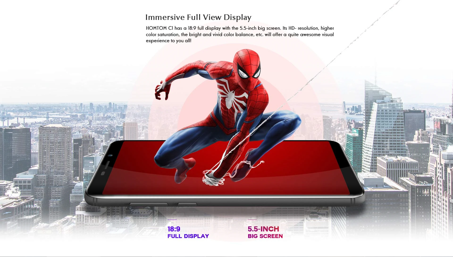 HOMTOM C1 1 ГБ ОЗУ 16 Гб ПЗУ четырехъядерный мобильный телефон 5,5 дюйма 18:9 полный дисплей 13MP задняя камера смартфон отпечаток пальца сотовый телефон
