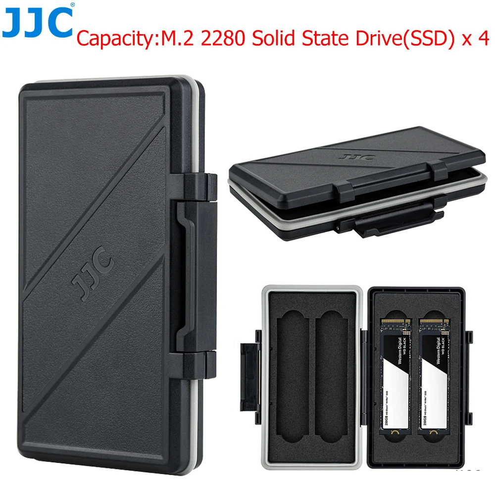 JJC 4 Slots M.2 2280 SSD Card Case Protector Box Storage Holder Keeper for PC Desktop Laptop M.2 2280 Internal Solid State Drive