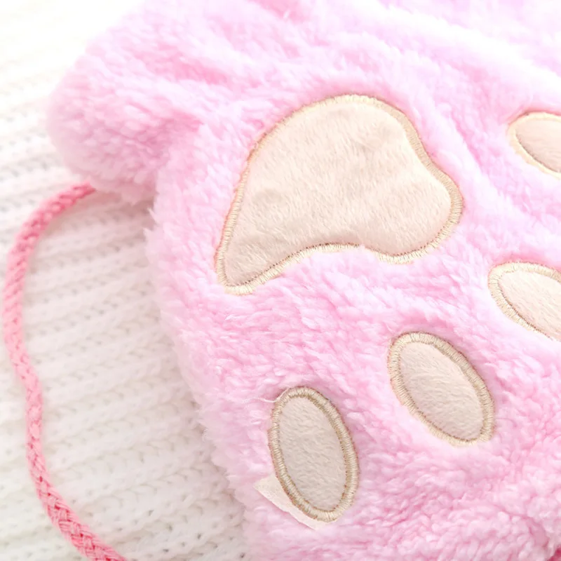 

LJCUIYAO Gloves Women Mitten Cartoon Fingerless Plush Gloves Fluffy Claw Cat Soft Warm Half Finger Female Winter Knit Mitten