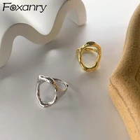 foxanry 925 stamp rings for women new accessories ins fashion elegant vintage hollow irregular geometric party jewelry