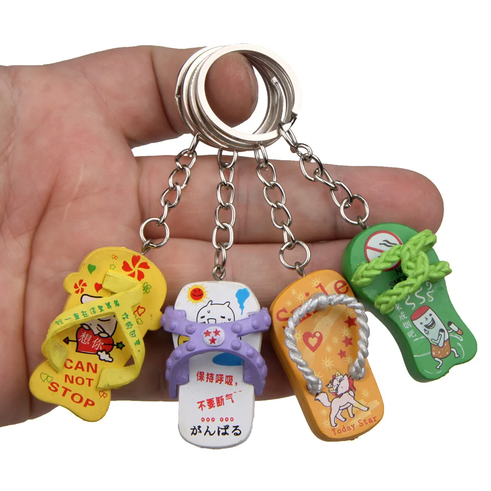 

Cute Cartoon Flip Flop Keychain Resin Refreshing Summer Slippers Key chains For Women Men Key Chain Car Key Ring Jewelry