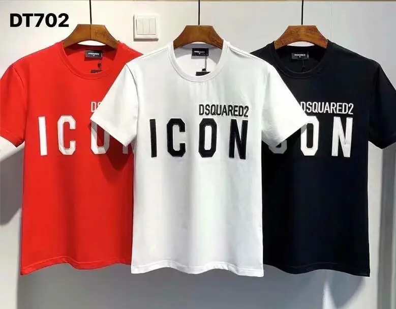 

Мужская Летняя модная футболка с коротким рукавом и надписью dsquared2