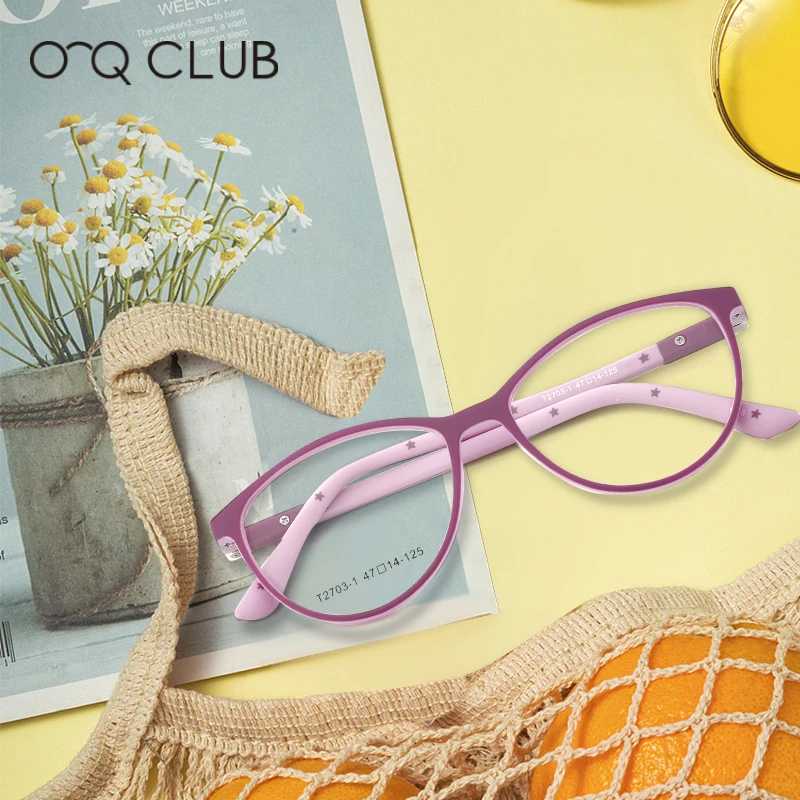 

O-Q CLUB Kids Round Glasses Frame Comfortable Flexible Eyeglasses TR90 Silicone Myopia Prescription Eyewear T2703-1