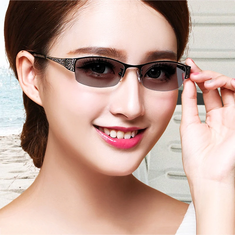 

CUBOJUE Photochromic Glasses Women Chameleon Eyeglasses Woman's degree transition Driving Female UV400 Eye Protect No degree