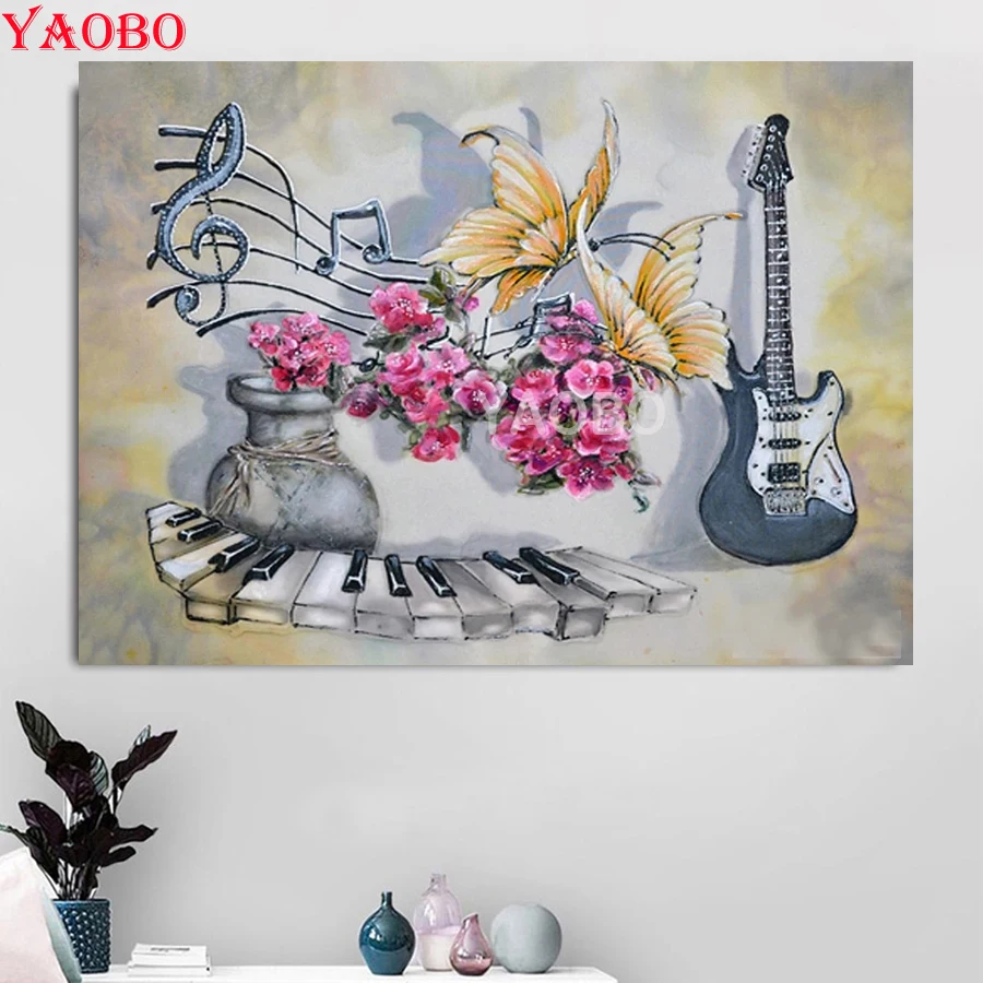 

5D алмазная вышивка «сделай сам», вышивка крестиком, скрипка и цветы, полная квадратная/круглая Алмазная мозаика, алмазная живопись, аксессуары