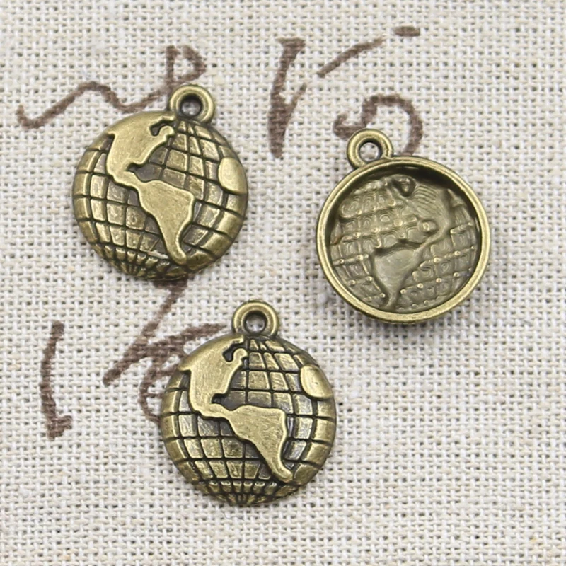 

12pcs Charms Globe Earth 19x15mm Antique Making Pendant fit,Vintage Tibetan Bronze Silver color,DIY Handmade Jewelry