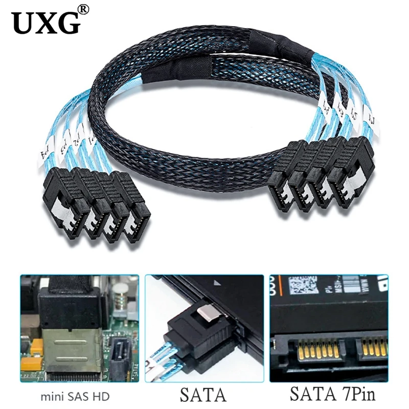 

4 X Sata To Sata Cable 4 Ports/Set Date Cable 7 Pin Sata Sas Cable 6Gbps Sata To Sata HDD Cable Cord For Server Mining 0.5M 1M