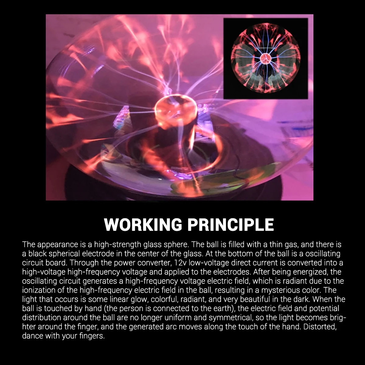Лампа с электростатическим ионным шариком USB Magic цветная черная основа