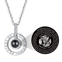 gift 100 languages projective necklace saint michael romantic gift memory projection necklaces for women men cp494