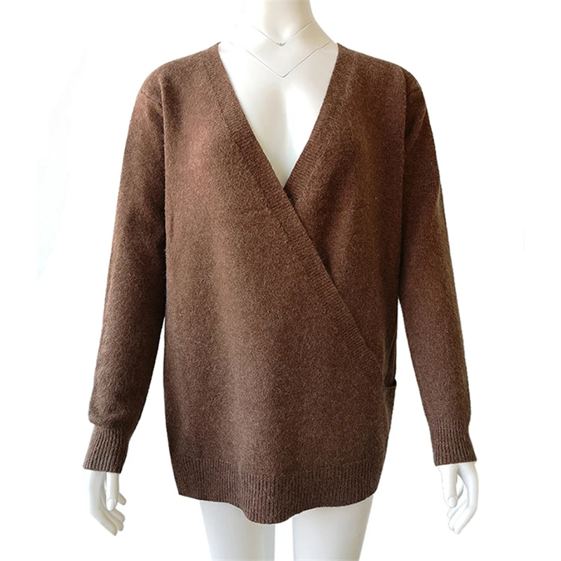 Женский трикотажный свитер с V-образным вырезом в стиле Харадзюку | Женская