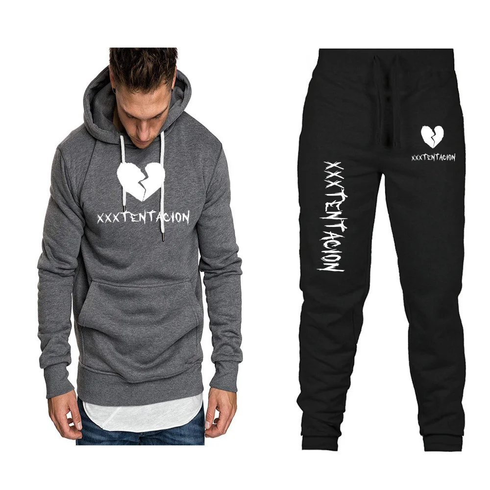 2019 мужской костюм толстовка + брюки из двух частей повседневная одежда мужская