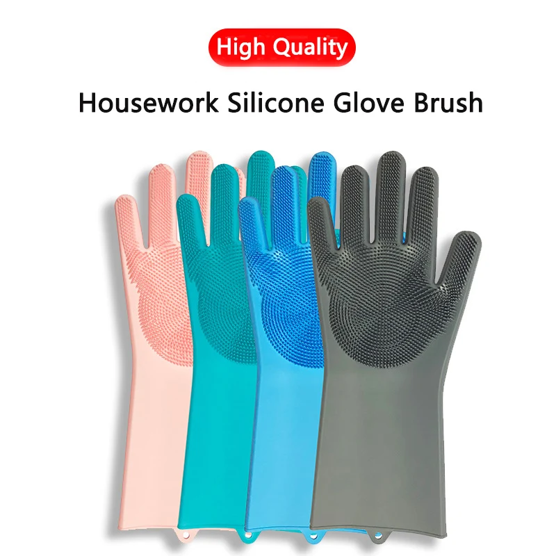 

2pcs Silicone Cleaning Gloves Multifunction Magic Silicone Dish Washing Gloves For Kitchen Household Silicone Washing