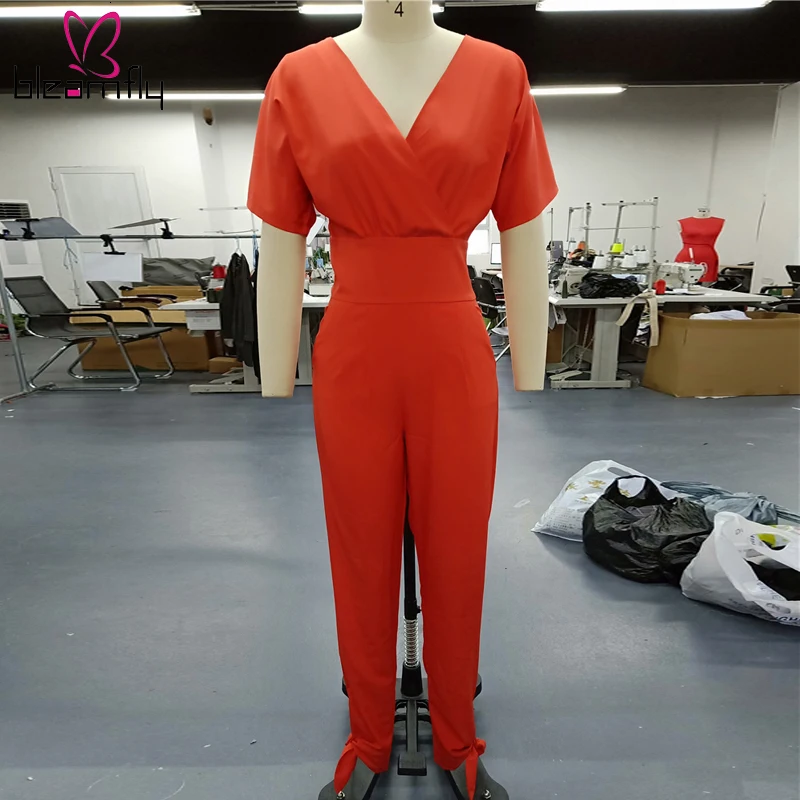 Новинка 2019 летний элегантный Одноцветный повседневный комбинезон для работы 3
