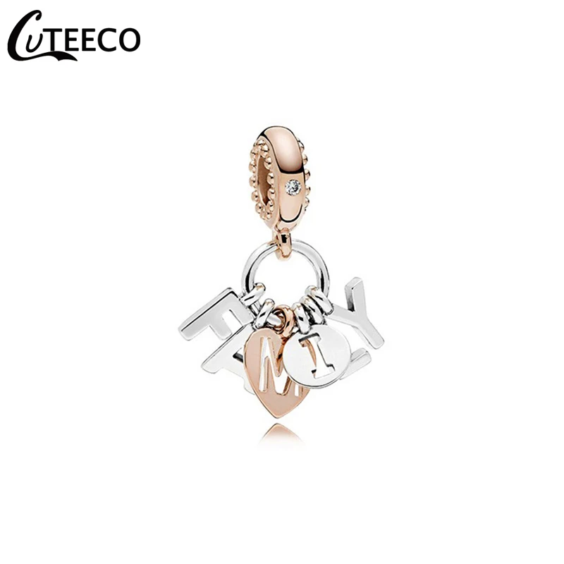 CUTEECO новинка розовое золото цвет Теплые Семейные эмалевые Бусины Подходит браслет Pandora для женщин модные ювелирные аксессуары
