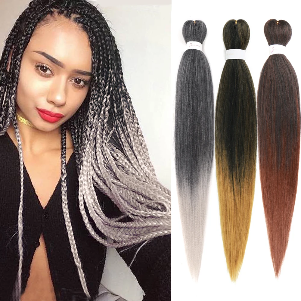 

26inch Easy Braiding Hair Pre-stretched Yaki Ez Braiding Hair Pure/Ombre Color Synthetic Jumbo Braids Hair Hot Water Setting