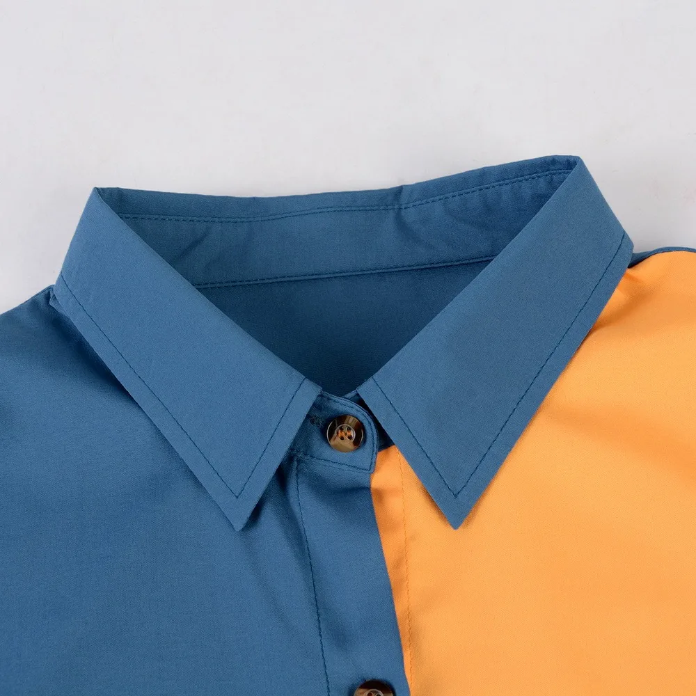 

2021 Summer Fashion Color Matching Short-Sleeved Shirt Dress With Button Casual Commuter Plus Size Dress Women