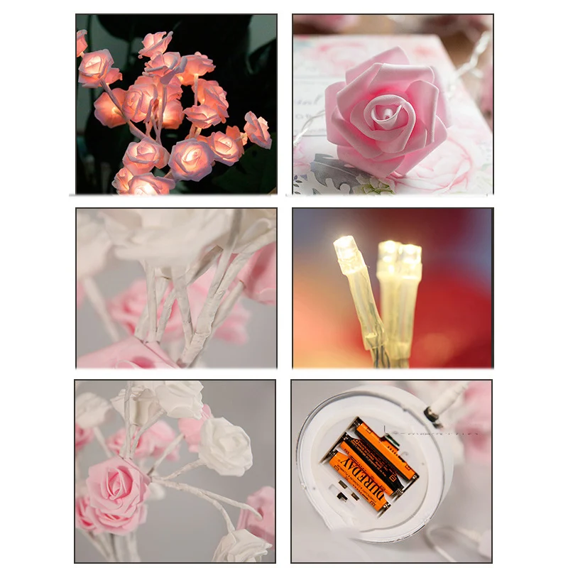 

Rose Table Lamp Valentine's Day Romantic Night Light LED Pink Flower Lamp Nighting for Bedroom Decoration Home Desk