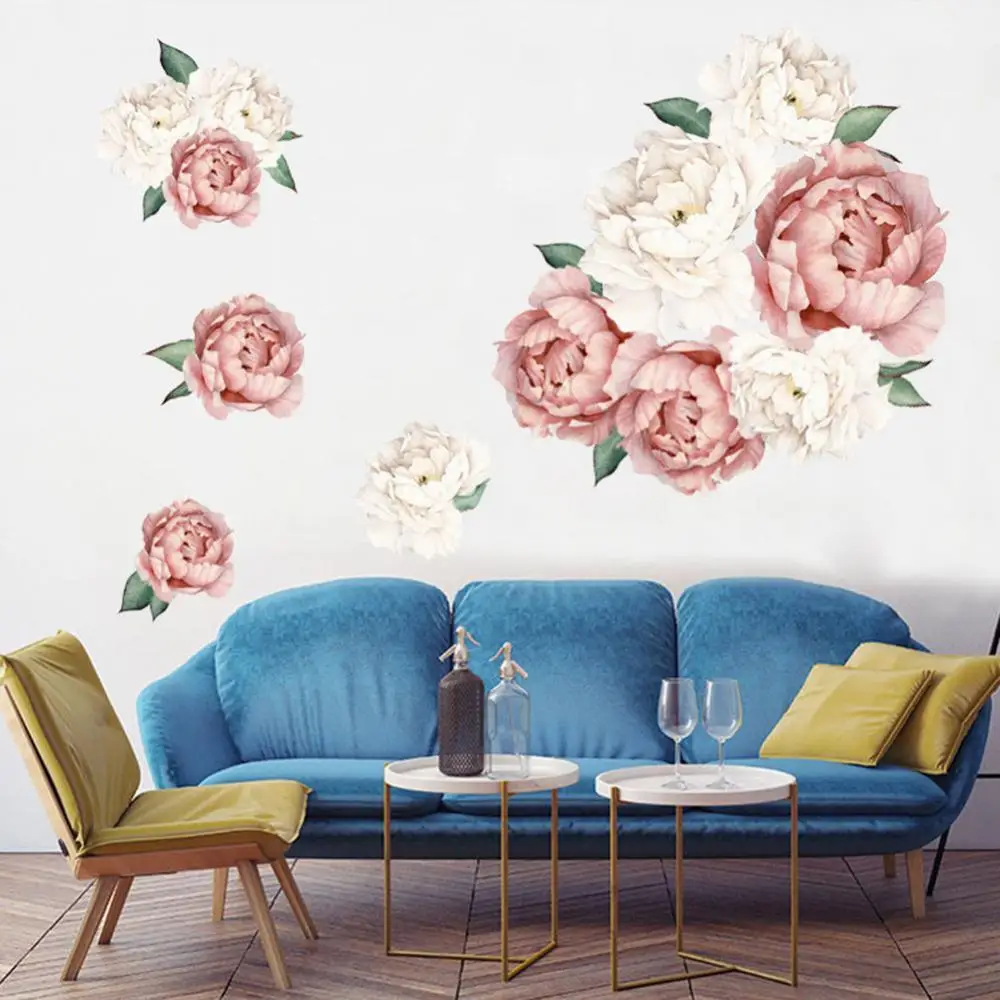 

50%HOTPeony Flower Home Wall Sticker Living Room Background Decal Mural DIY Decoration
