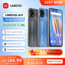 [Мировая премьера] UMIDIGI A11 глобальная версия Android 11 смартфон Helio G25 64 Гб 128 6,53 “16MP AI тройной Камера HD + 5150 мАч