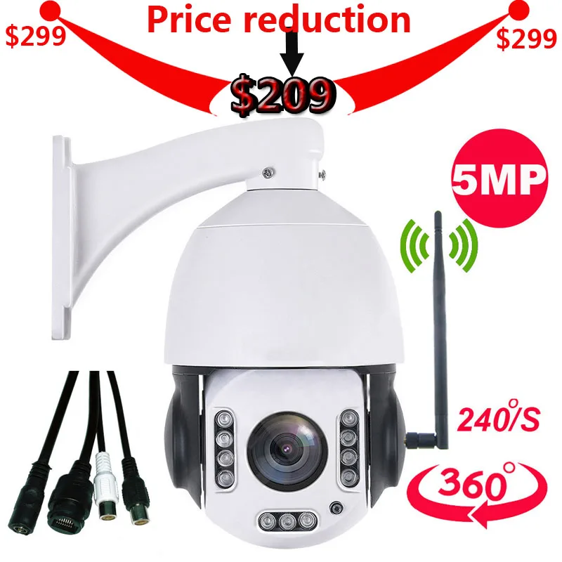 IP Wireless Camera Outdoor Speed Camera Dome Wifi Security CCTV Waterproof Auto Tracking PTZ High Speed Dome IP Camera Audio