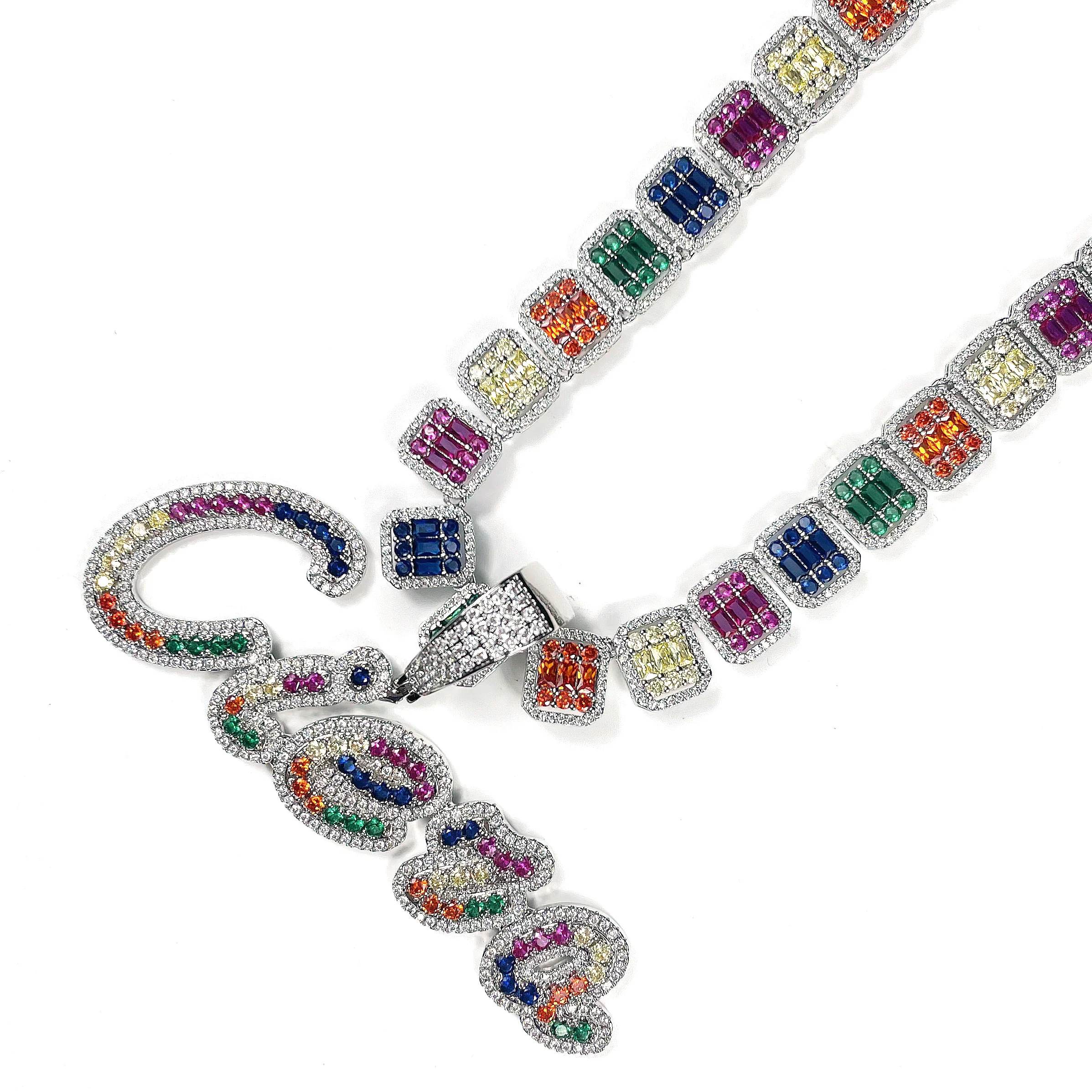 Ожерелье в стиле хип-хоп с кисточкой и шрифтом ожерелье форме багета цепочка