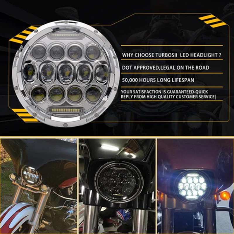 1PCS White 7INCH 7 дюймов 75 Вт светодиодный налобный светильник для Harley, светильник для вождения+ противотуманная фара+ монтажная головка, то же самое для Jeep NIVA& мотоциклетная светодиодная фара - Испускаемый цвет: 1PCS White 7INCH