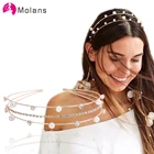 Повязка для волос Molans с жемчугом Женская, прочная Серебристая диадема с кристаллами, с жемчугом, золотистого цвета