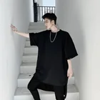 Футболка мужская с круглым вырезом, повседневная мешковатая тенниска средней длины, майка в стиле хип-хоппанкготическая одежда, весна-лето