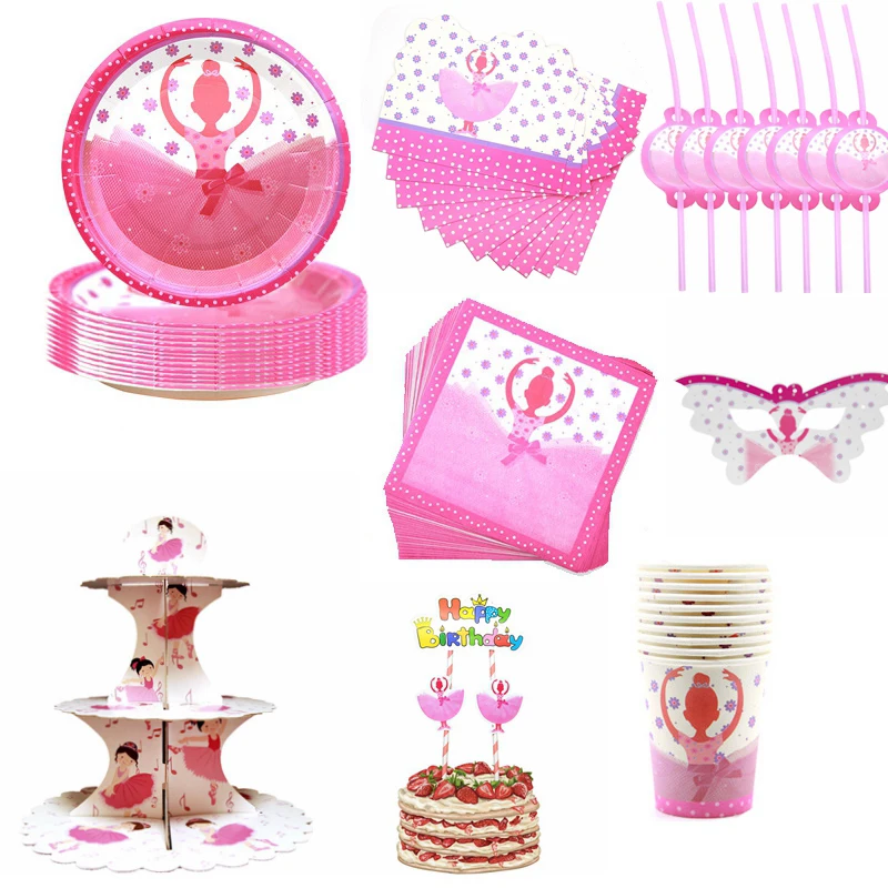 Набор одноразовой посуды в стиле балерины для девочек | Дом и сад