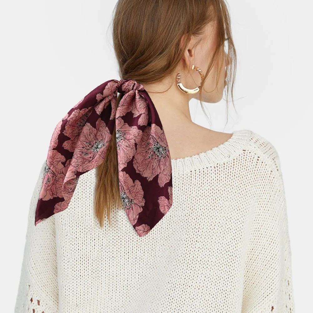 Женская резинка для волос с цветочным принтом эластичная повязка на голову