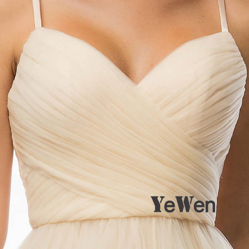 Женское вечернее платье на бретельках YeWen длинное цвета шампанского вечерние