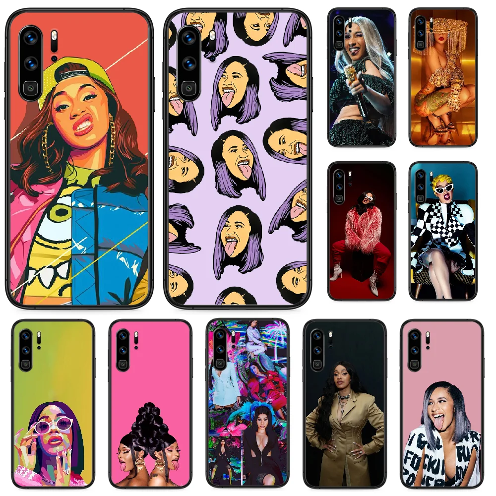 Женский чехол для телефона Cardi B Huawei P 9 Smart 10 20 30 40 8 Lite Mini Z 2019 Pro черный красивый prime