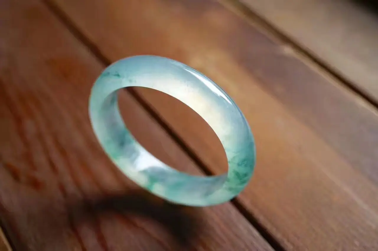 

zheru jewelry natural Myanmar jadeite 54-64mm light blue flower bracelet elegant princess jewelry send mother to girlfriend