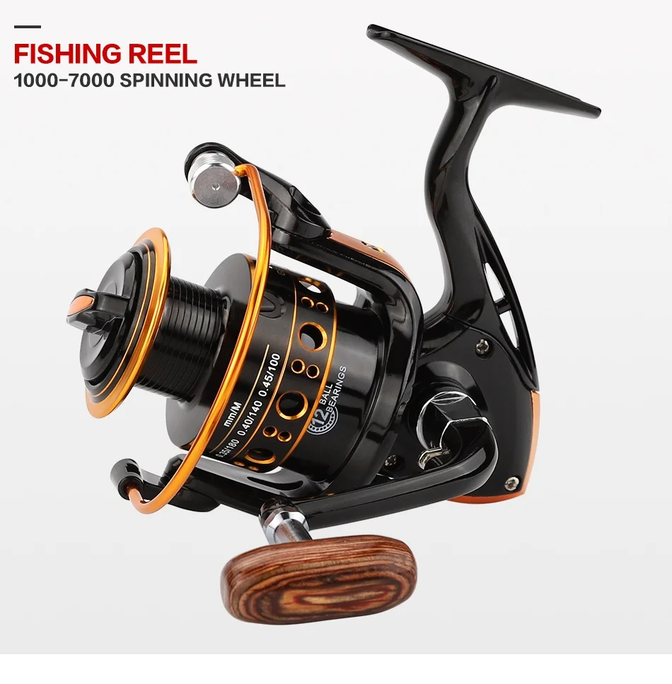 

Spinning Fishing Reel 12BB + 1 Bearing Balls 500-9000 Series Metal Coil Spinning Reel Boat Rock Fishing Wheel
