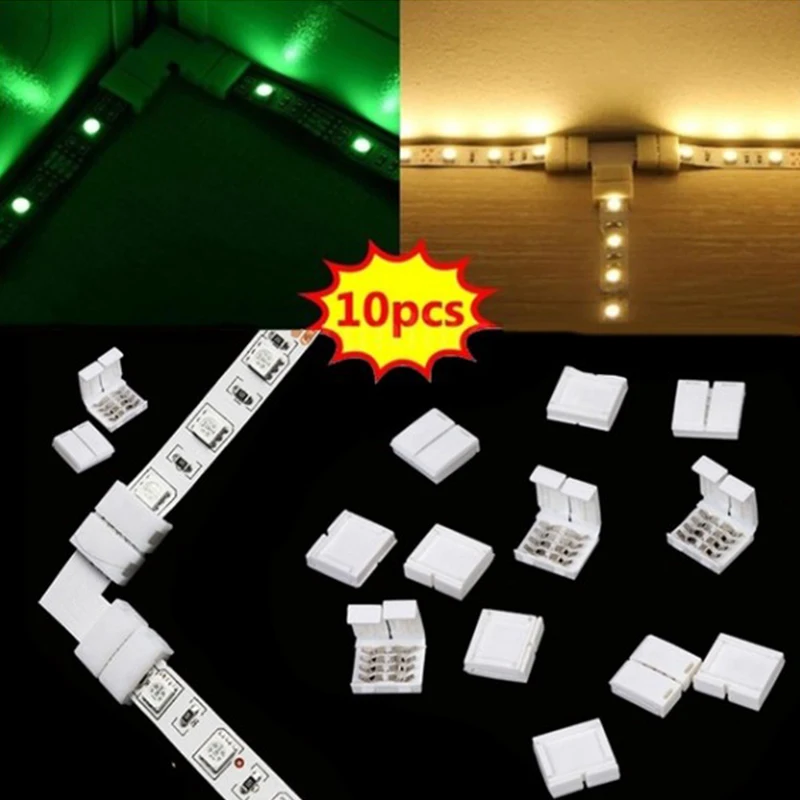 2/4 pin 10 шт 5050 RGB светодиодный коннектор для лент соединитель Без припоя