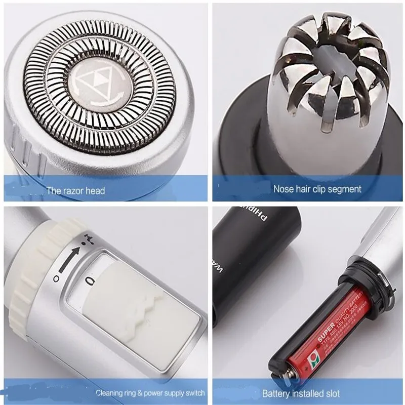 Портативный электрический триммер для волос в носу и ушах Мужская бритва бороды