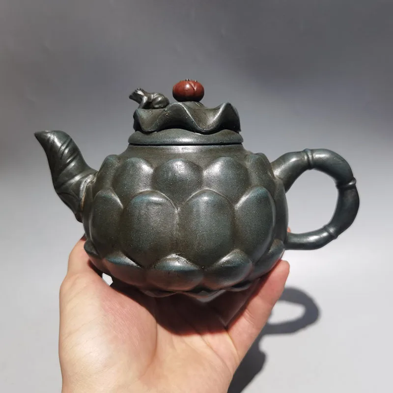 

410ml Famous Purple Sand Pot Set Imitating Old Pot Ornaments Raw Ore Purple Sand Qinghe Frog Singing Kungfu Tea Set Gift